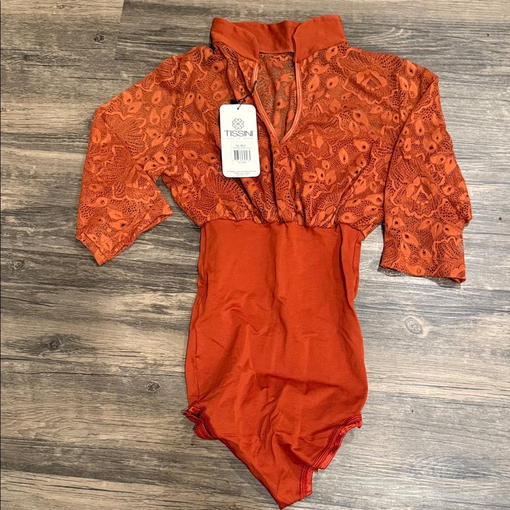 Women Orange Lace One Piece